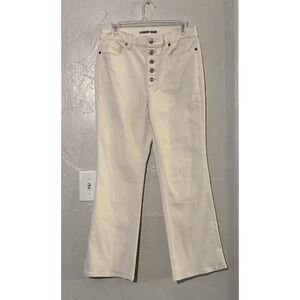 Lands' End Womens 10 Recover Denim High Rise Kick Flare Crop Jeans Natural